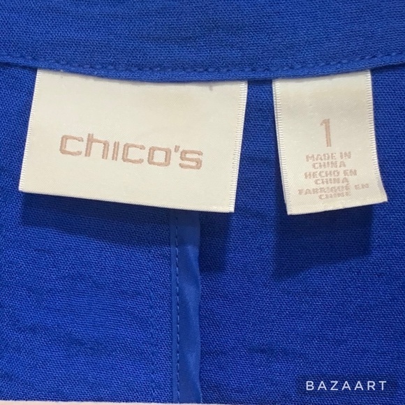 Chico's Enamel Blue Textured Moto Jacket Size 1 (8/10) Small - Picture 3 of 5